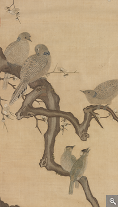 Plum Blossoms, Bamboo, and Wild Birds（New Window）