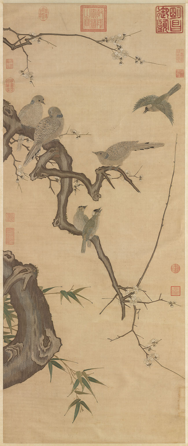 Plum Blossoms, Bamboo, and Wild Birds
