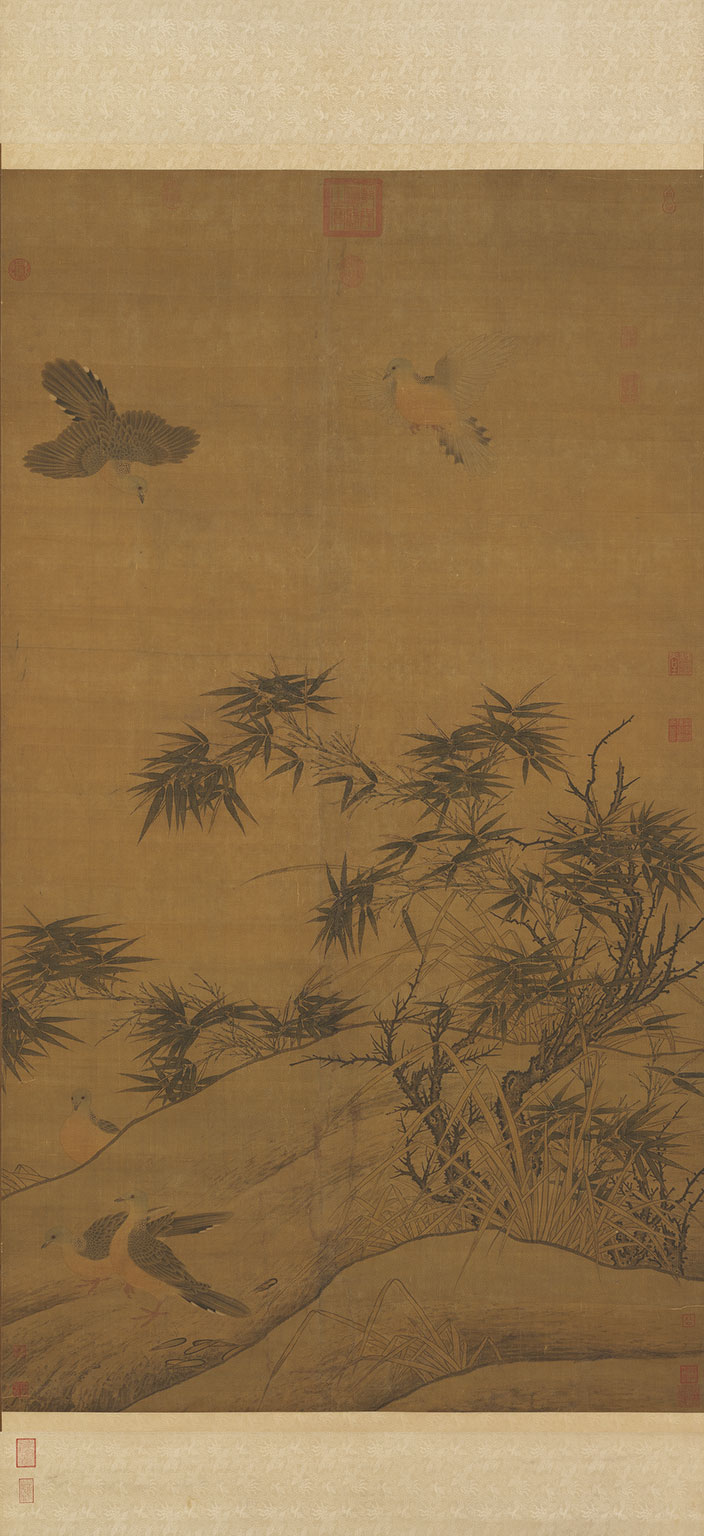 Bamboo, Slope, and Doves