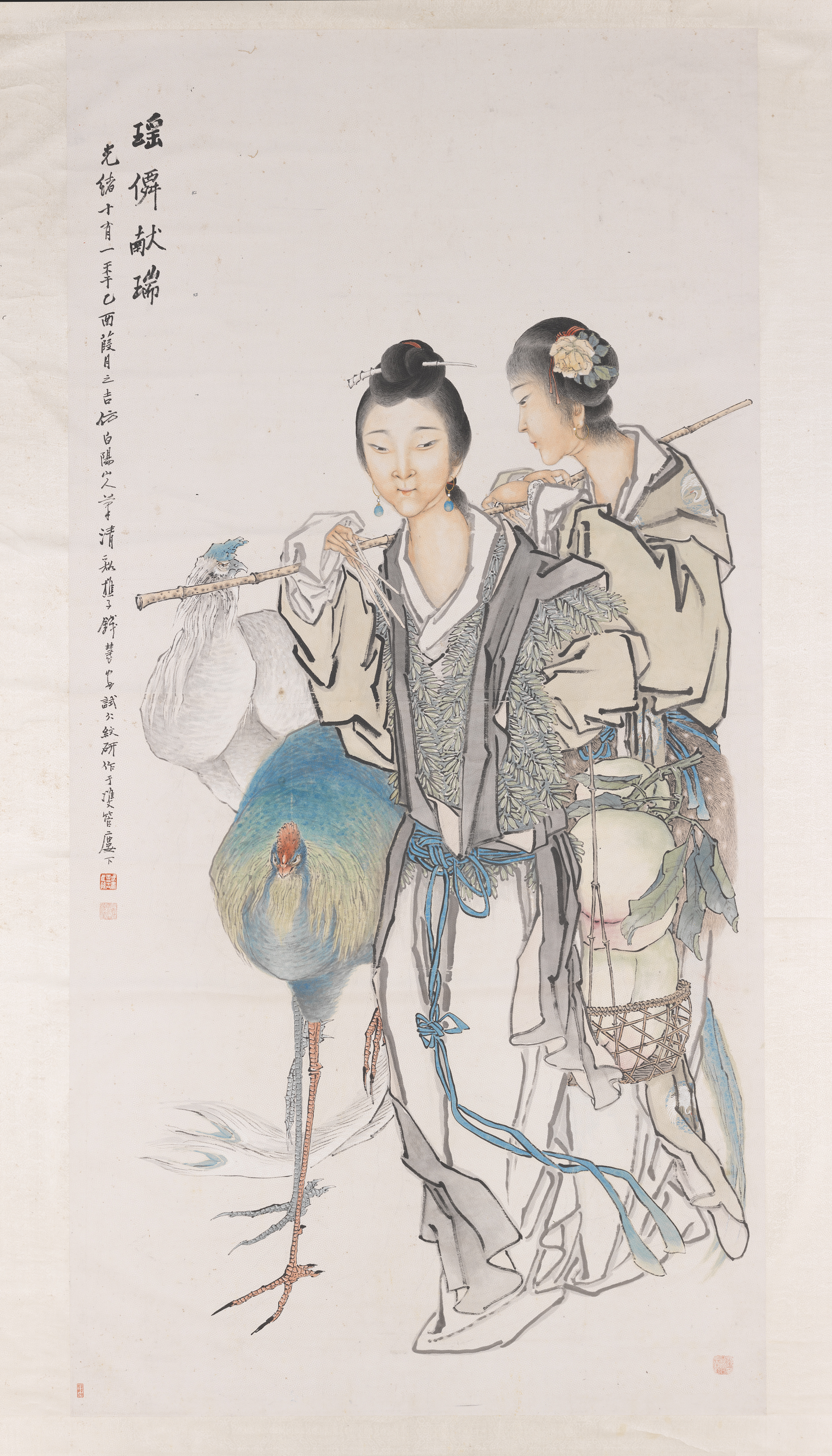 Maiden Immortals Offering Auspicious Gifts, Qian Hui’an (1833-1911), Qing dynasty