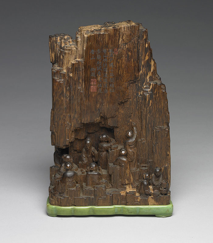 Agarwood carving of the Nine Elders of Xiangshan