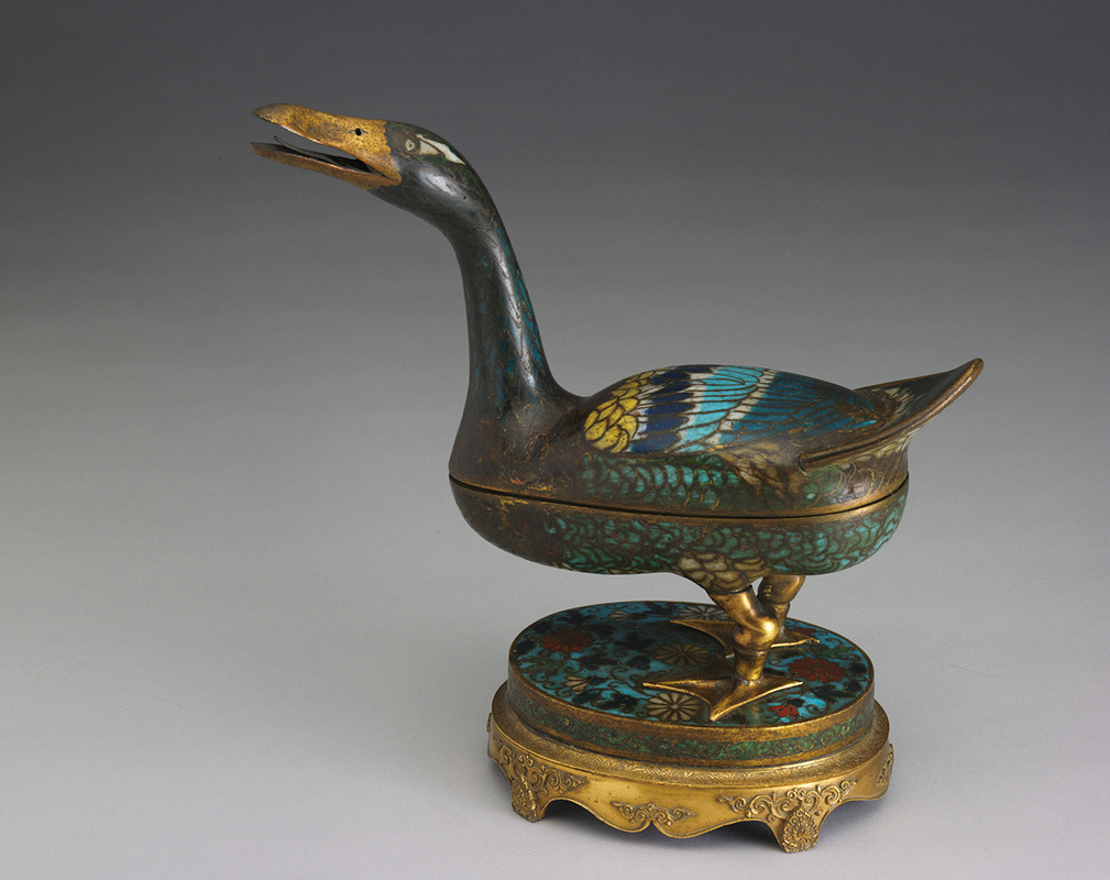 Cloisonné censer in the form of a wild duck
