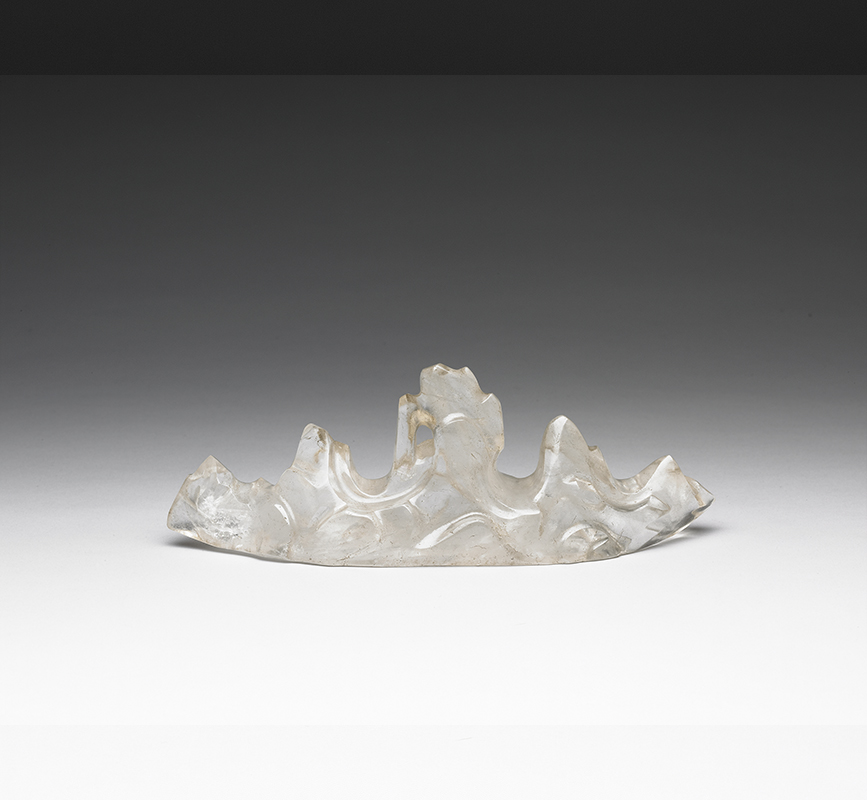 Rock crystal brush stand in the shape of a mountain