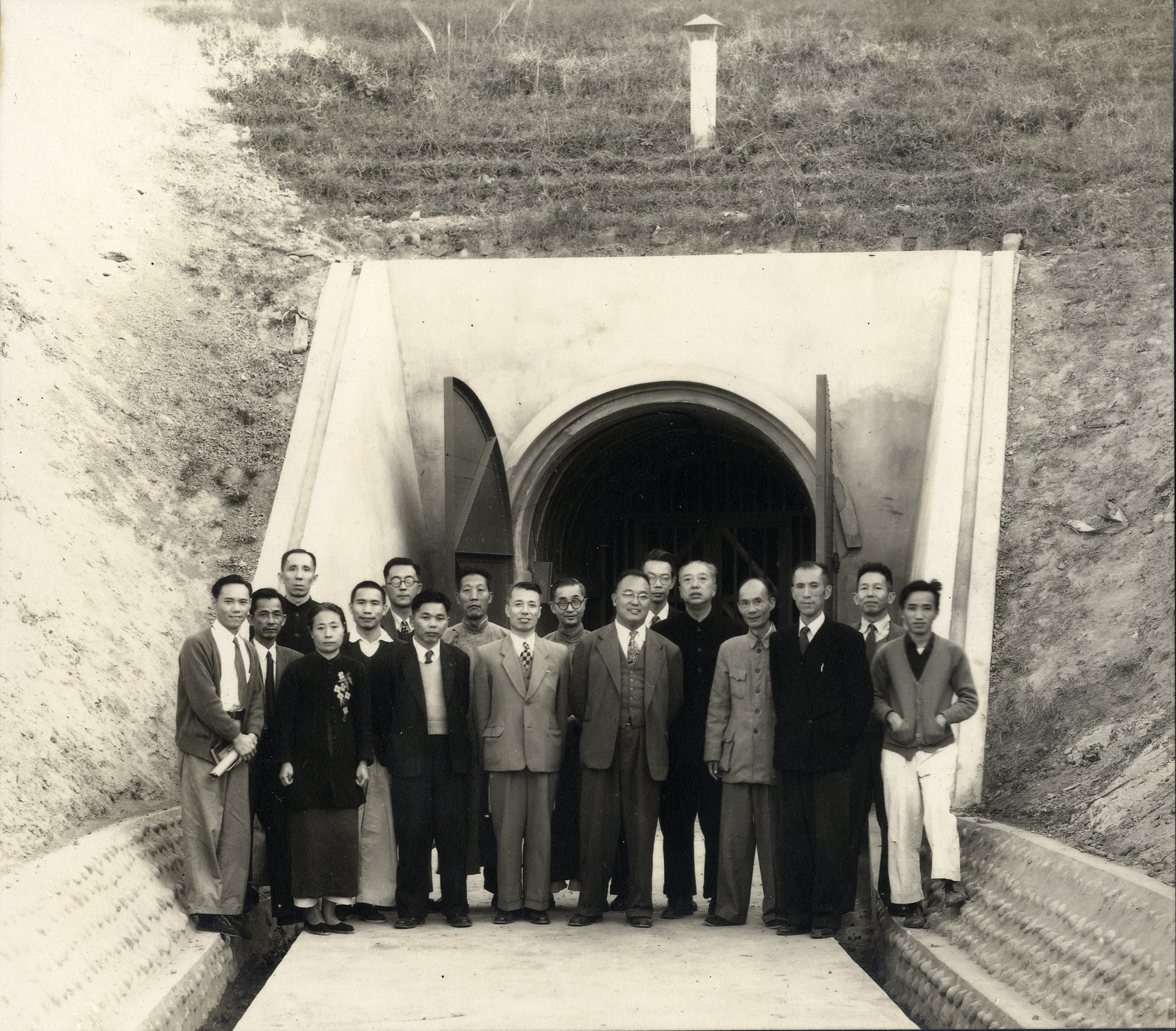 Members of the Joint Administration at the newly constructed cave storage