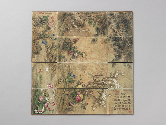 Chinese chess board painted with flowers of the four seasons