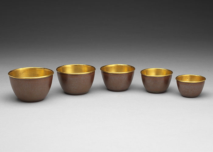 Yixing stacking cup in brown glaze