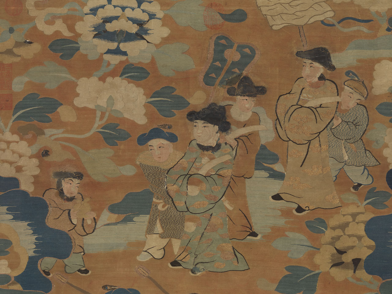 Silk Tapestry of Children Playing in the New Year
