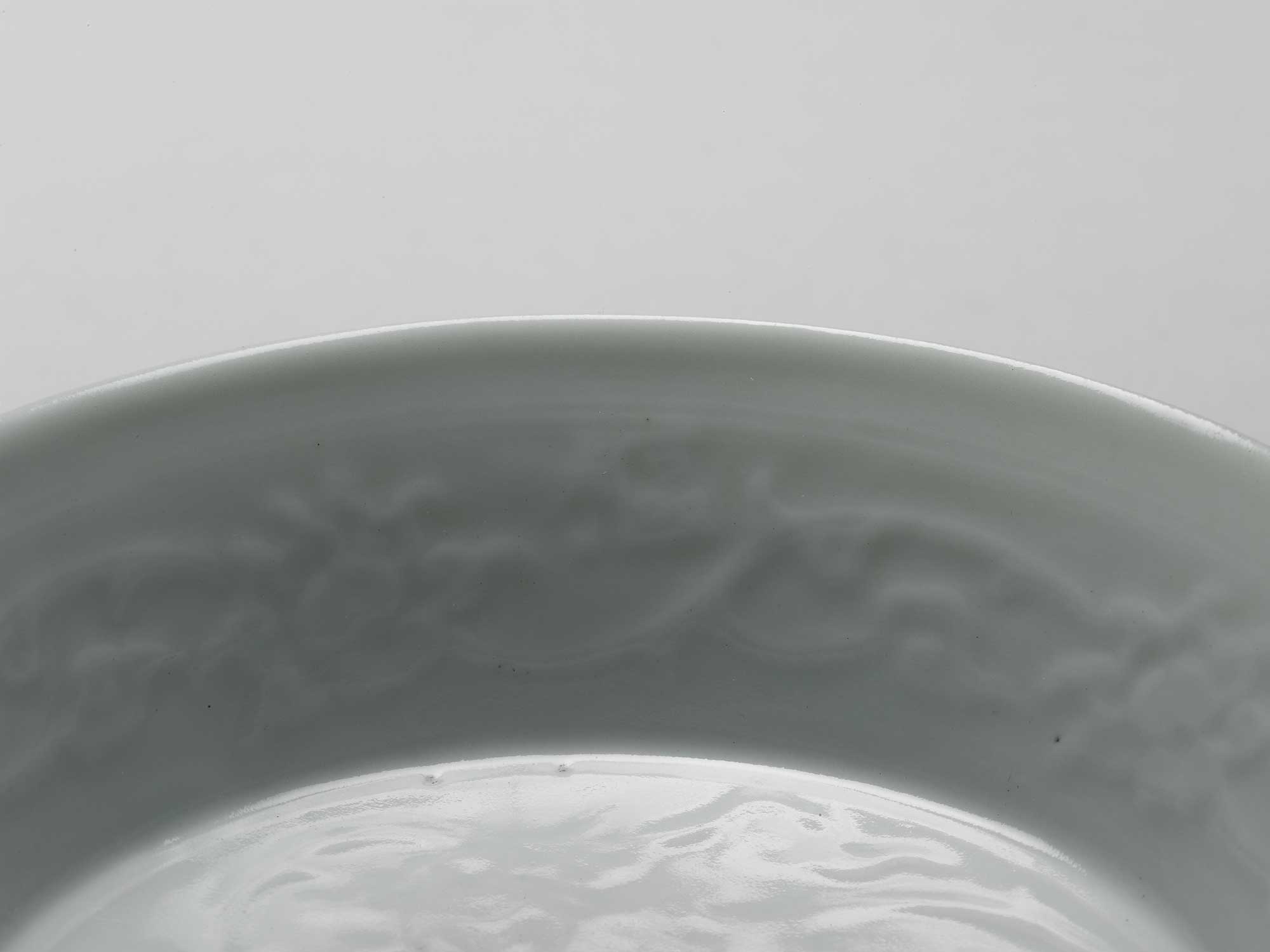 Bowl with Impressed Lotus Pattern in Egg-white Glaze