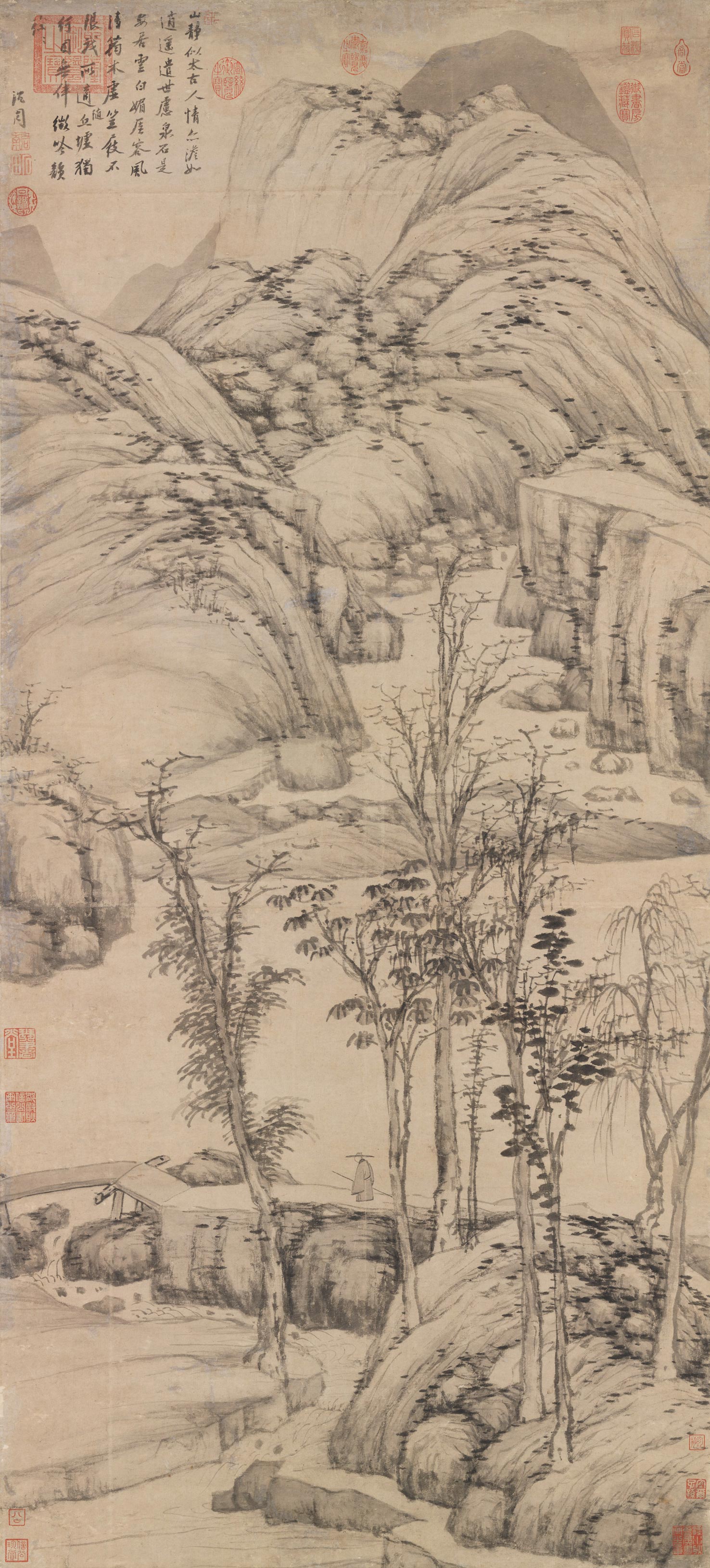 Walking with a Staff, Shen Zhou (1427-1509), Ming dynasty