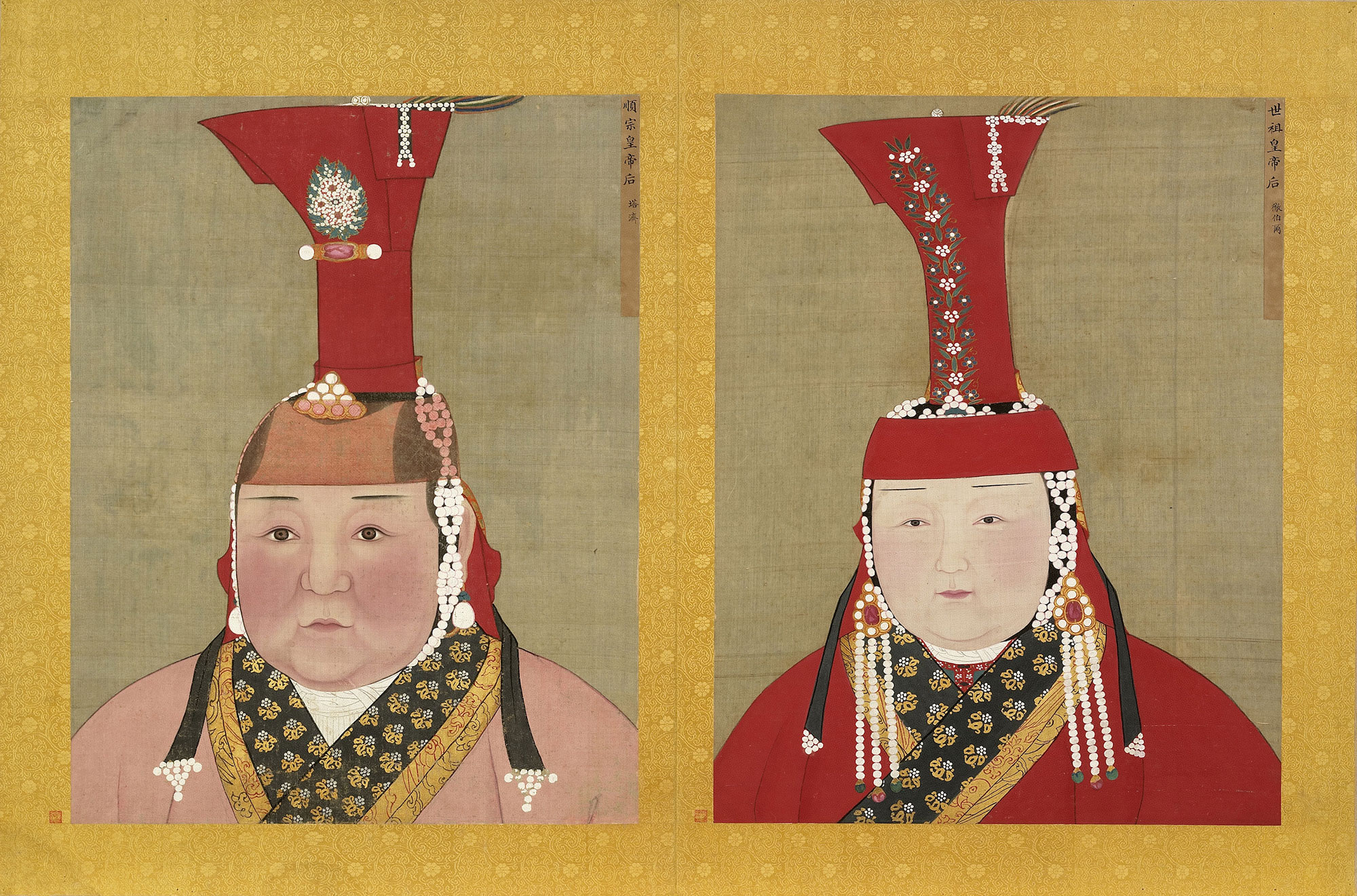 Bust Portraits of Yuan Shizu's Empress and Yuan Shunzong's Empress