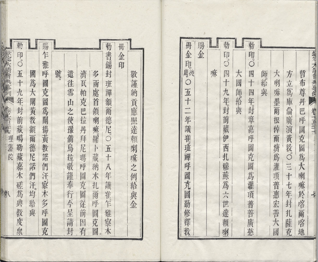 Entry for 'Lama Fenghao (Titles Bestowed upon Lamas)' in the chapter on Lifan Yuan (Board for the Administration of Outlying Regions)