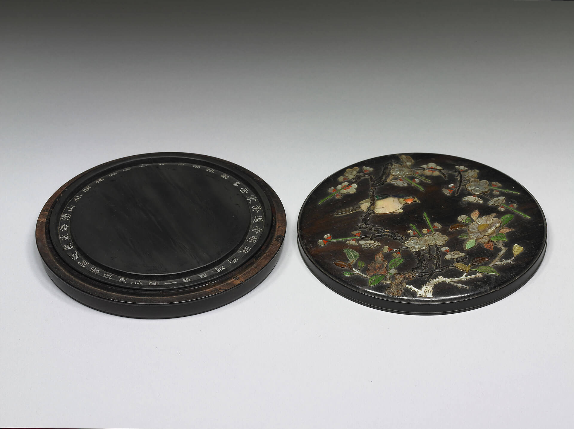 Xi-stone inkstone with treasure-inlaid box