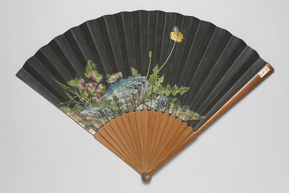 Qing Dynasty, Giuseppe Castiglione, 'Calligraphy and Painting' hand fan_Preview
