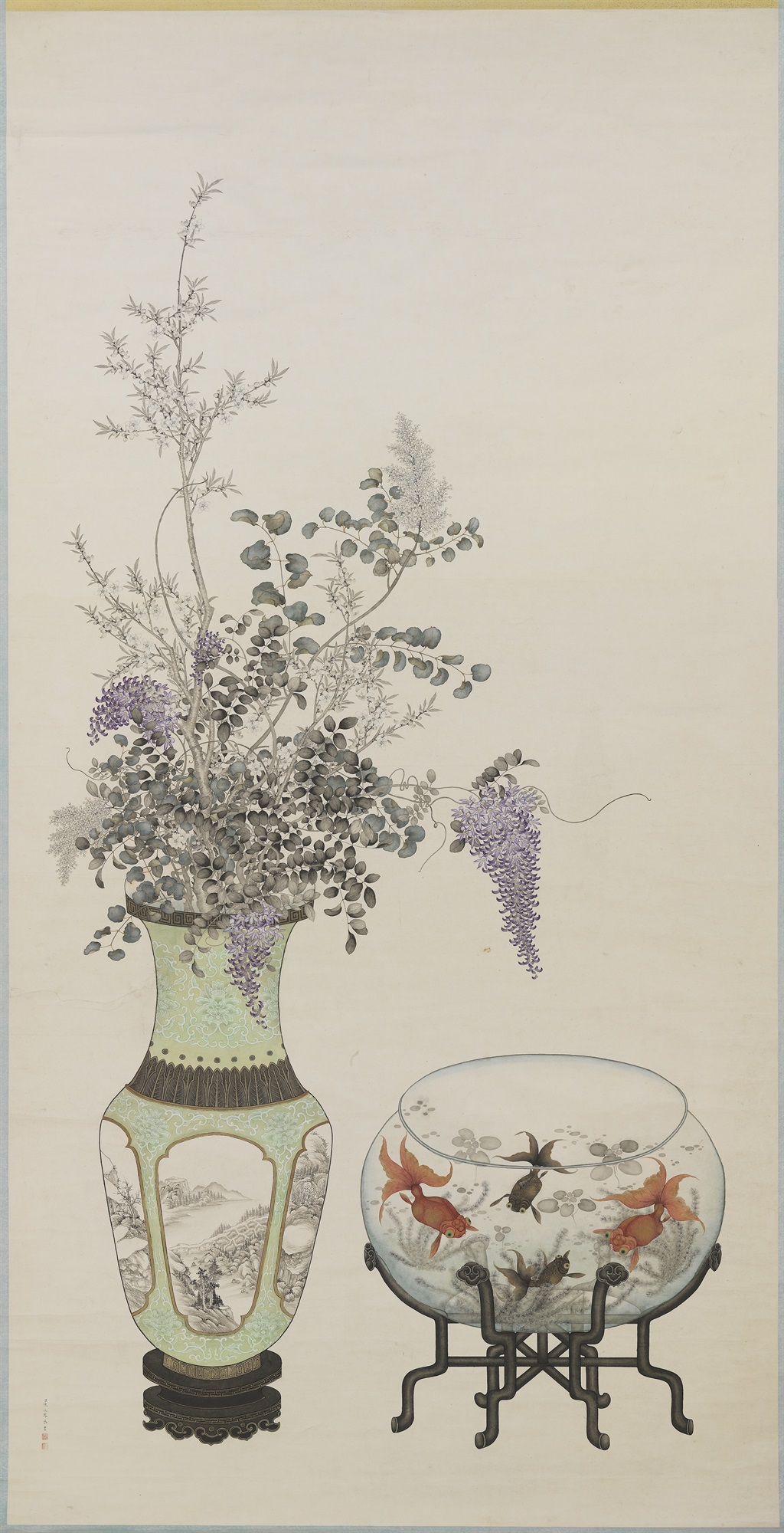 Flowers and Plants [Bogu/Assorted Antiques]   Painting Chen Zhaofeng, Qing dynasty