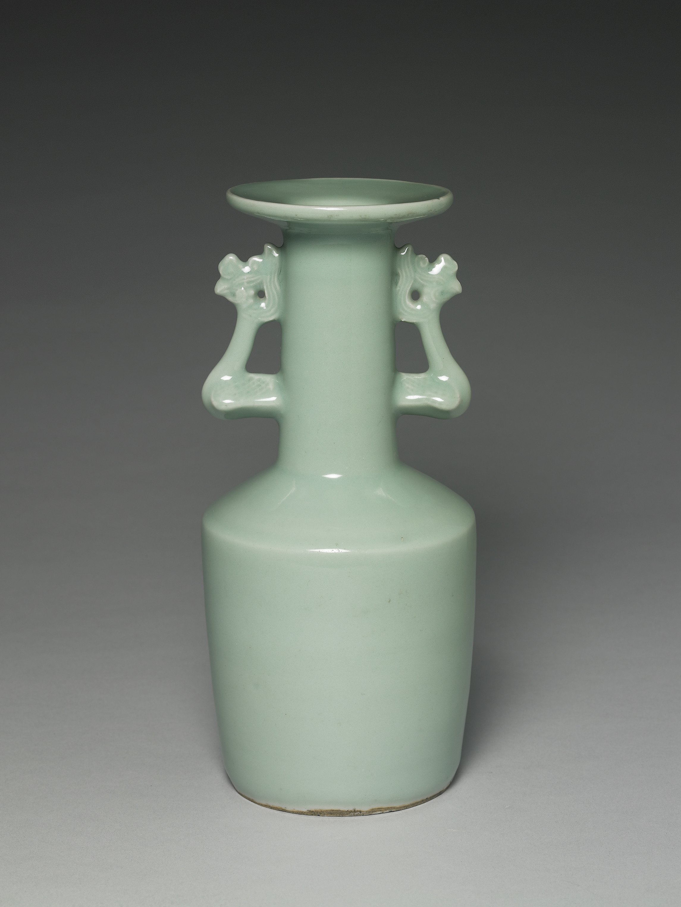 Mallet-Shaped Lung-ch'üan Vase with Two Phoenix Handles