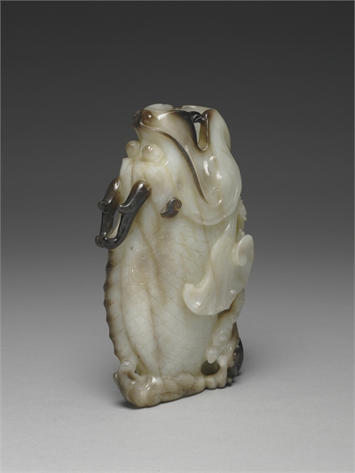Jade flower-holder in the Shape of Fish-Creature