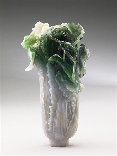 Jadeite Cabbage, in a cloisonne flowerpot