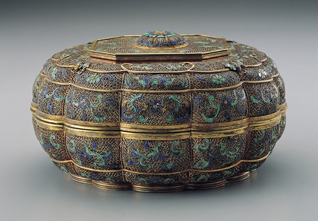 Gilt Champleve Enameled Container