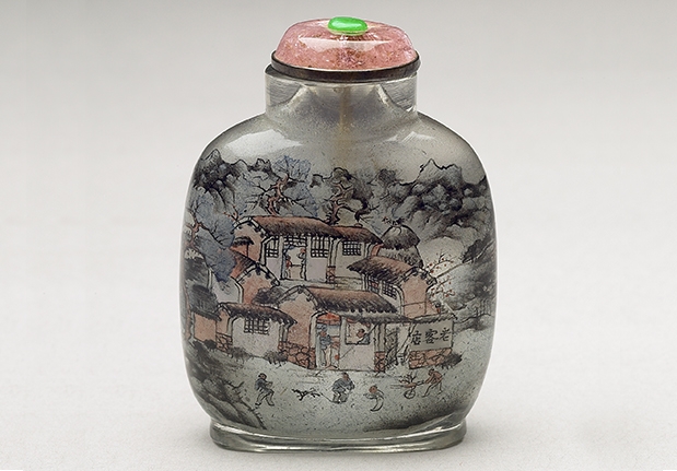 Glass Snuff Bottle with Interior Painting