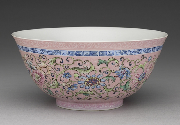 Pink Lotus Bowl with Floral Brocade