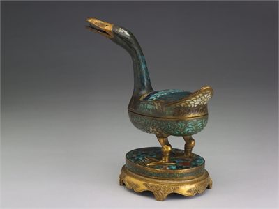 Cloisonne censer in the form of a wild duck