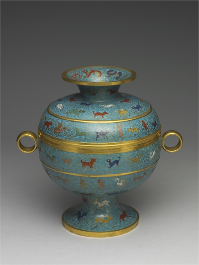 Cloisonné animal-pattern dou vessel